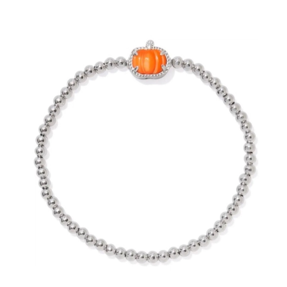 Kendra Scott‎ Pumpkin Silver Stretch Bracelet in Orange Mother-of-Pearl NWT
